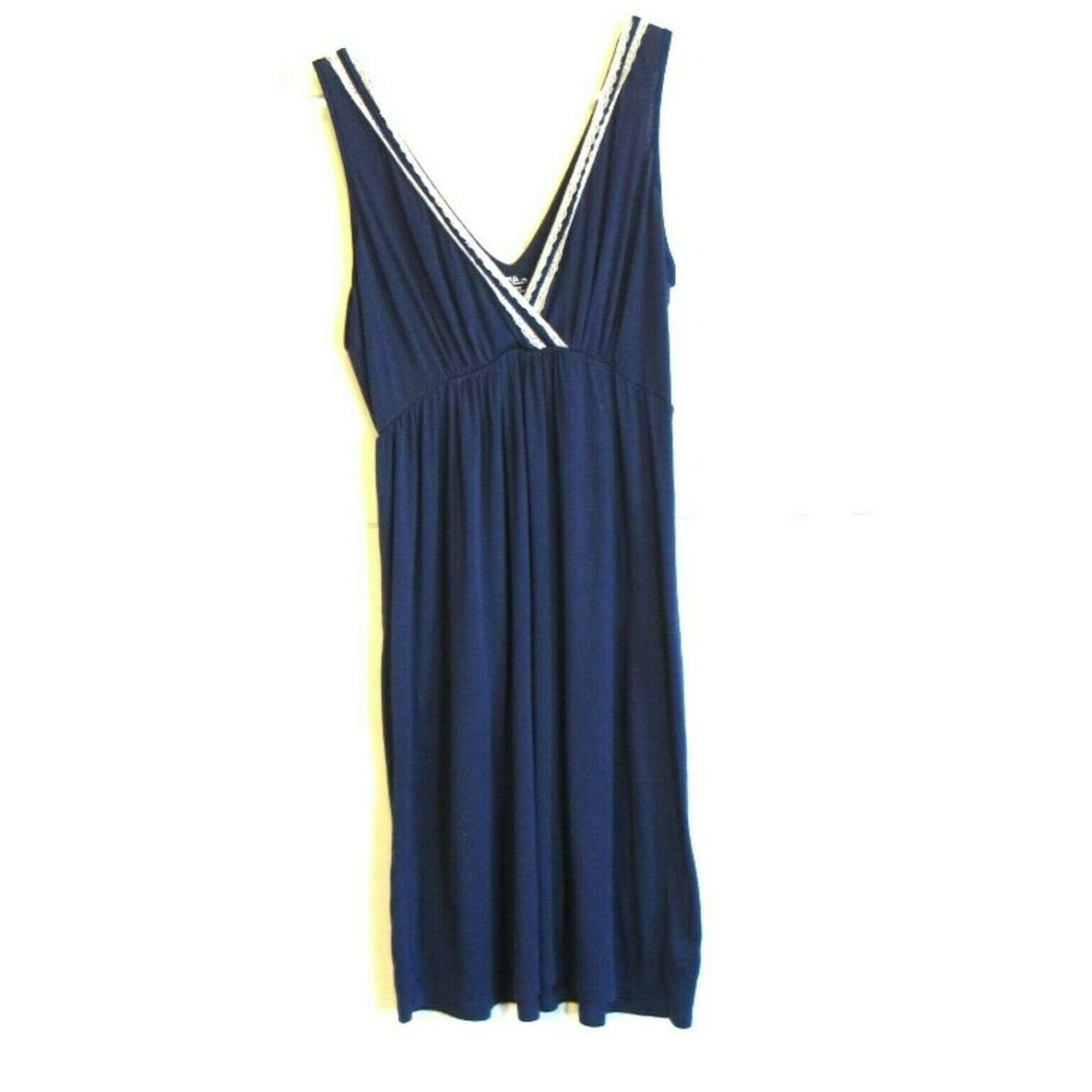 Womens  Maternity Tank Top Small Lightweight V-Neck Crochet Trim Blue By Bump